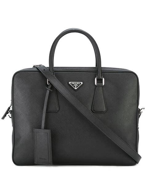 prada black leather briefcase|farfetch prada totes.